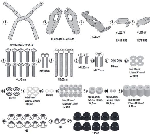 Adaptador baul  CFMOTO 650 NK 21 > 22  para maleta MONOKEY« o MONOLOCK«