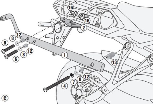 Adaptador portaequipajes S. GSX S1000GT (22>) para maleta GIVI