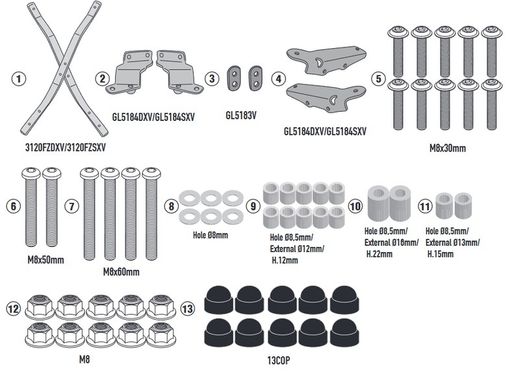 Adaptador posterior S.1300 Hayabusa para maleta MONOKEY« o MONOLOCK«