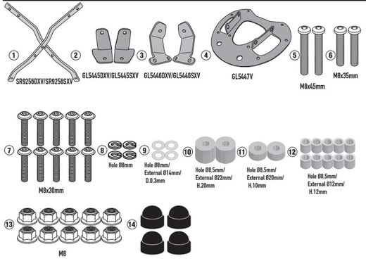 Adaptador baul Voge SR4 350 (22>) para maleta MONOKEY« o MONOLOCK«