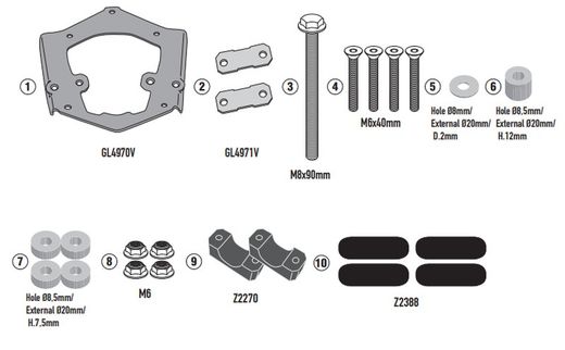 Adaptador baul VALICO 650DS (21 > 22)para maleta MONOKEY« o MONOLOCK«