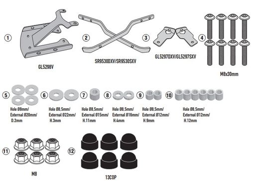 Adaptador  baul LAMBRETTA V-Special 50-125-200 (22) para maleta MONOLOCK«
