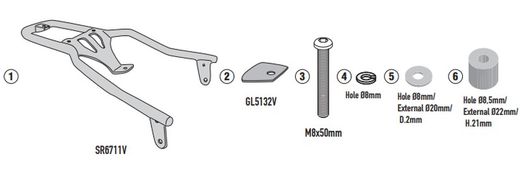 Adaptador baul APRILIA  SR GT 125-200 (22 > 23) para maleta MONOLOCK«