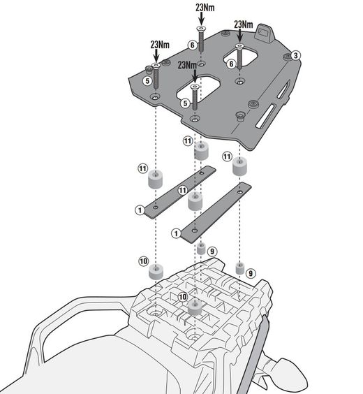 Soporte maleta monokey  suzuki dl 650 v-strom 17>21 y  dl 1000 17>19 givi sra3112