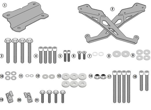 Adaptador parrilla yamaha mt-09 tracer (15 > 17)