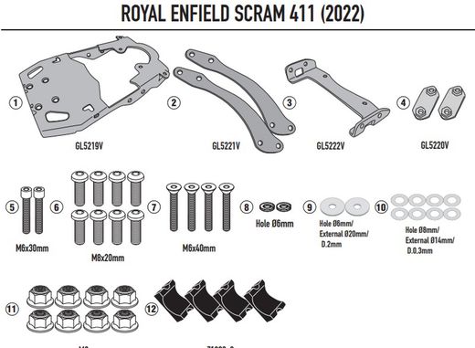 Adaptador portaequipajes Royal Enfield Scram 411 (22 > 23)