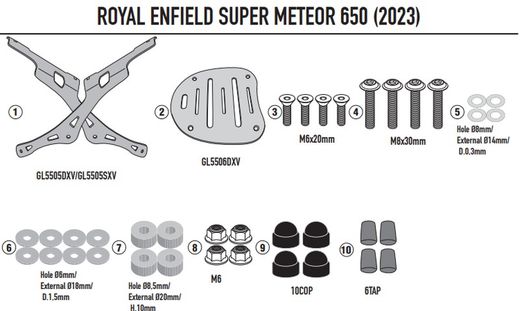 Adaptador portaequipajes  Royal Enfield Super Meteor 650 (23>)