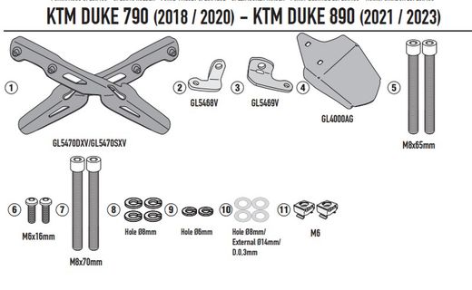 ADAPTADOR-TOP KTM 890 Duke R (21 > 23) y KTM Duke 790 (18 > 20)