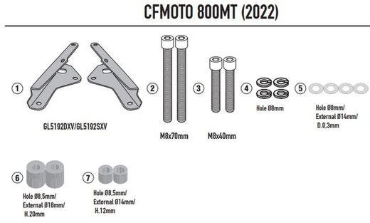 Adaptador parrilla Cfmoto 800 MT (22>)