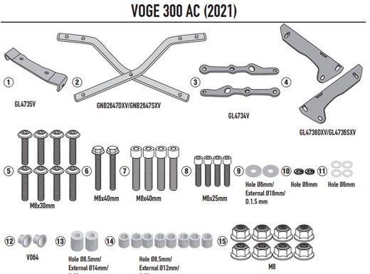 Adaptador-top Voge Trofeo 300 AC (20 > 22)