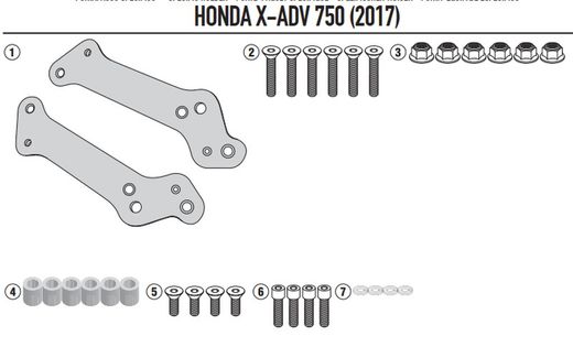 Adaptador parrilla Honda X-ADV 750 (17 > 20)