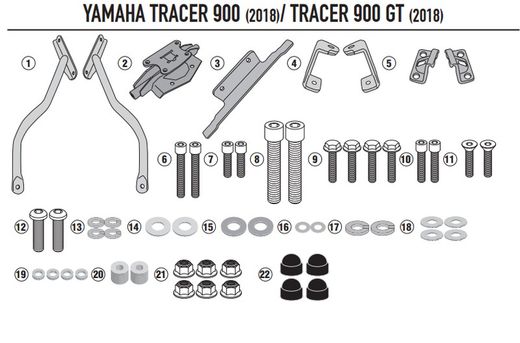 Adaptador-top Yamaha Tracer 900 / Tracer 900 GT (18 > 20)