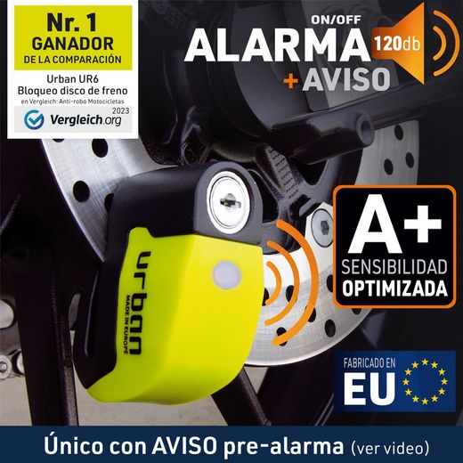 Antirrobo de disco Urban UR6 con alarma 120dba