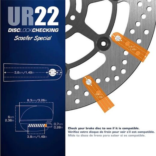 Antirrobo de disco Urban UR22 con alarma 120dba