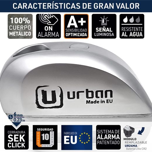 Antirrobo de disco Urban UR22 con alarma 120dba
