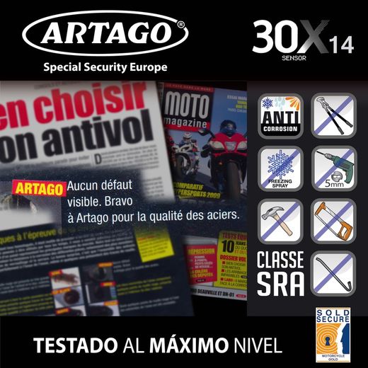 Antirrobo Disco con Alarma MOTO Ø 14 mm 120 dB Alta Gama