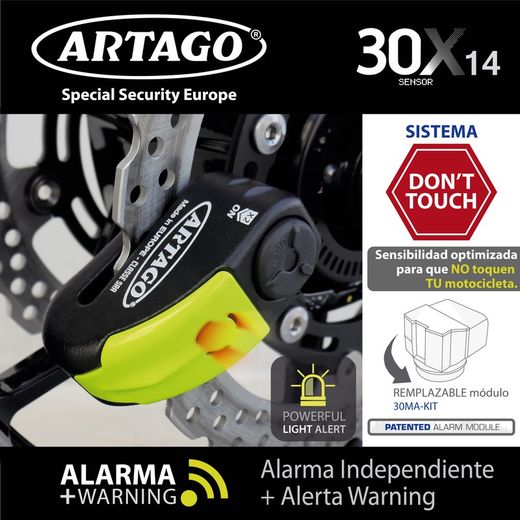 Antirrobo Disco con Alarma MOTO Ø 14 mm 120 dB Alta Gama