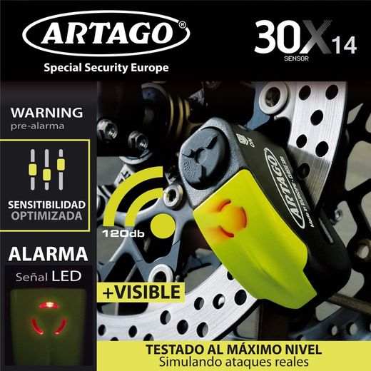 Antirrobo Disco con Alarma MOTO Ø 14 mm 120 dB Alta Gama