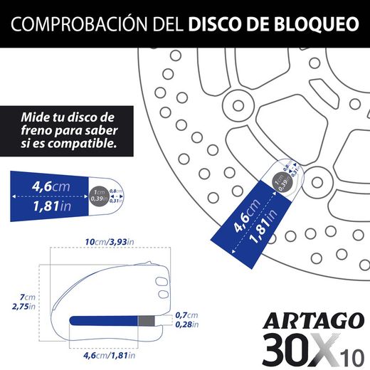 Antirrobo Disco con Alarma MAXISCOOTER Ø 10 mm 120 dB Alta Gama