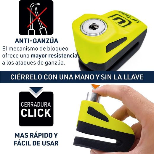 Antirrobo Disco Universal Moto y Scooter, URBAN UR955Y + cable