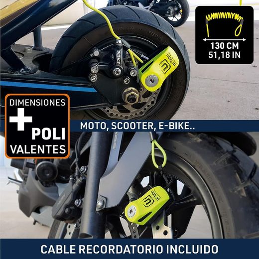 Antirrobo Disco Universal Moto y Scooter, URBAN UR955Y + cable