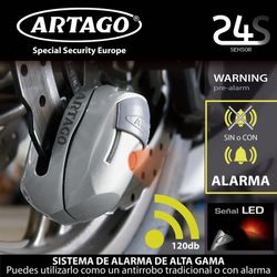 Antirrobo Moto Disco con Warning y Alarma 120 dB ON/Off  Artago 24S.6M