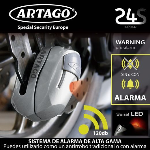Antirrobo Moto Disco con Warning y Alarma 120 dB ON/Off  Artago 24S.6M