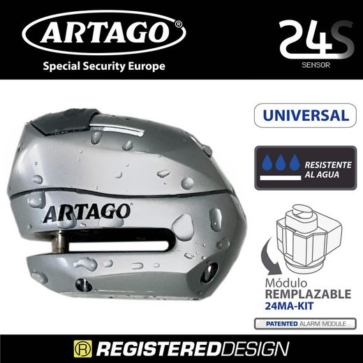 Antirrobo Moto Disco con Warning y Alarma 120 dB ON/Off  Artago 24S.6M