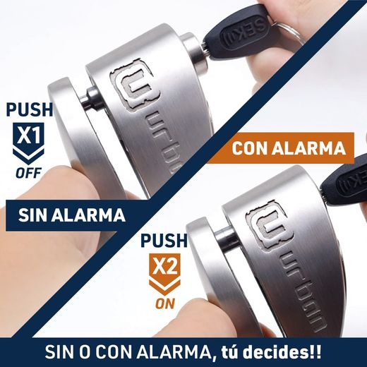 Antirrobo  UR910S Disco con Alarma 120 Db, Doble Cierre 10 mm + Cable Recordatorio 140cm