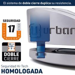 Antirrobo  UR910S Disco con Alarma 120 Db, Doble Cierre 10 mm + Cable Recordatorio 140cm