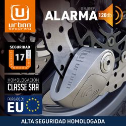 Antirrobo  UR910S Disco con Alarma 120 Db, Doble Cierre 10 mm + Cable Recordatorio 140cm