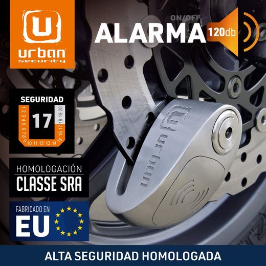 Antirrobo  UR910S Disco con Alarma 120 Db, Doble Cierre 10 mm + Cable Recordatorio 140cm