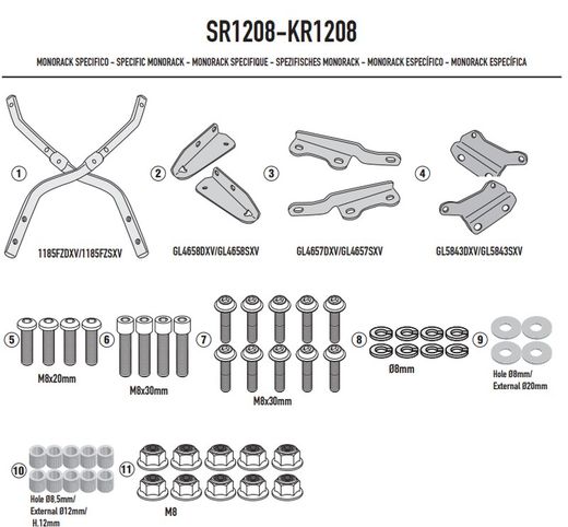 Base portaequipajes Honda CB 650 R 21>23 y 24> / CBR 650 R (21 > 23)