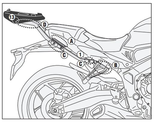 Base portaequipajes Honda CB 650 R 21>23 y 24> / CBR 650 R (21 > 23)
