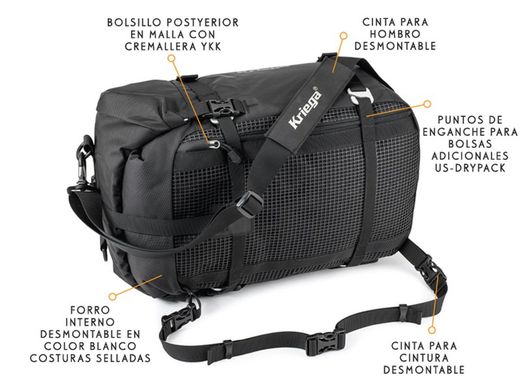 Bolsa de equipaje de moto kriega us-30 drypack cordura