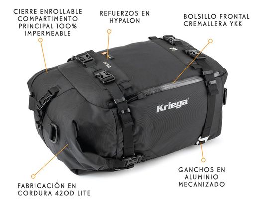 Bolsa de equipaje de moto kriega us-30 drypack cordura
