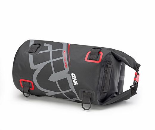 Bolsa portaequipajes impermeable 30lts gris/rojo