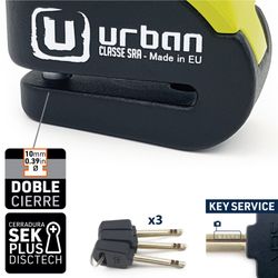 Candado Antirrobo Disco Alarma 120db, Avisador, A+, Doble Cierre ø10, Urban ur10