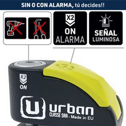 Candado Antirrobo Disco Alarma 120db, Avisador, A+, Doble Cierre ø10, Urban ur10