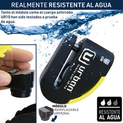 Candado Antirrobo Disco Alarma 120db, Avisador, A+, Doble Cierre ø10, Urban ur10