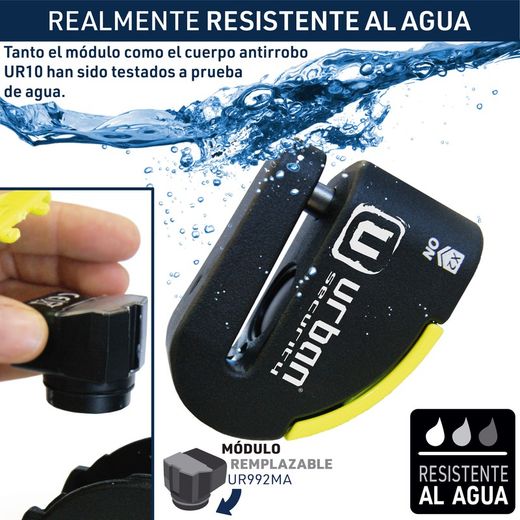 Candado Antirrobo Disco Alarma 120db, Avisador, A+, Doble Cierre ø10, Urban ur10