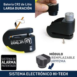 Candado Antirrobo Disco Alarma 120db, Avisador, A+, Doble Cierre ø10, Urban ur10