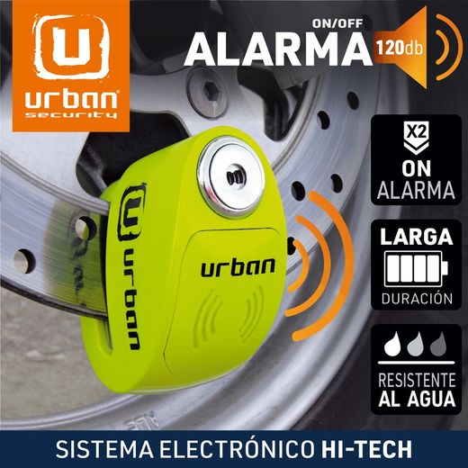 Candado Antirrobo Moto Disco con Alarma 120 Db, UR906x