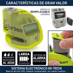 Candado Antirrobo Moto Disco con Alarma 120 Db, UR906x