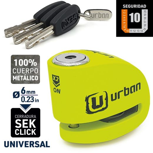 Candado Antirrobo Moto Disco con Alarma 120 Db, UR906x