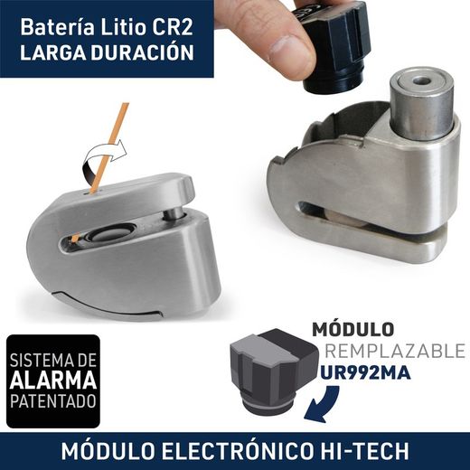 Candado Antirrobo Moto Disco con Warning y Alarma 120dba
