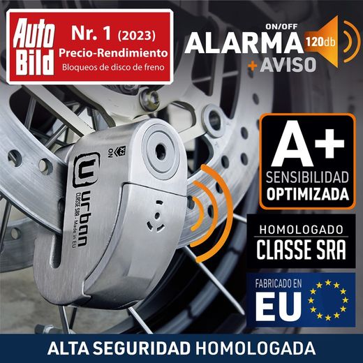 Candado Antirrobo Moto Disco con Warning y Alarma 120dba