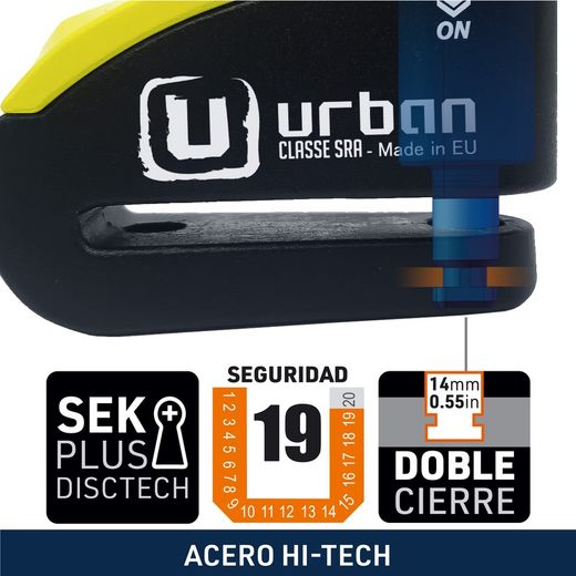 Candado Moto Disco Alarma Hi-Tech 120dB, URBAN 999