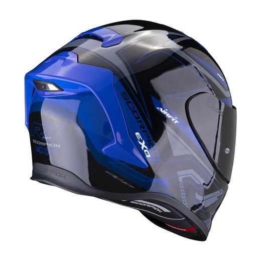 Casco Escorpion EXO-R1 EVO AIR GAZ Negro metal-Azul