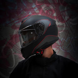 Casco Integral 360 KAD (Negro y Rojo Mate)